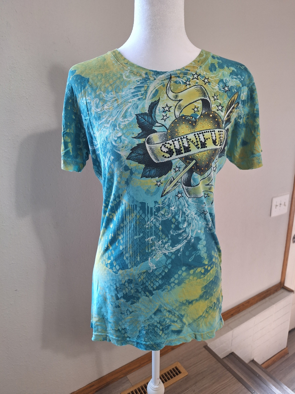 Sinful Teal & Yellow Graphic Tee